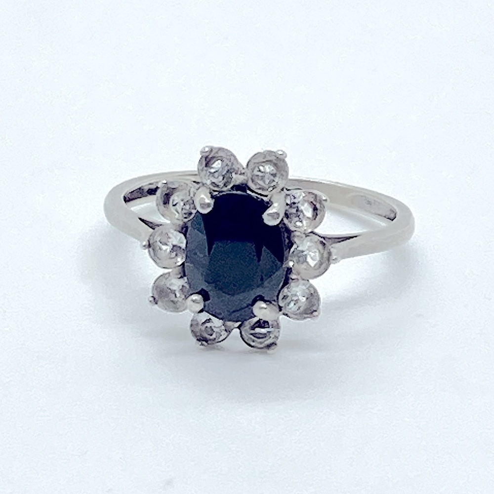 Vtg Ben Moss Sterling Blue & White Sapphire 925 Silver Flower Ring | Sz 6.25